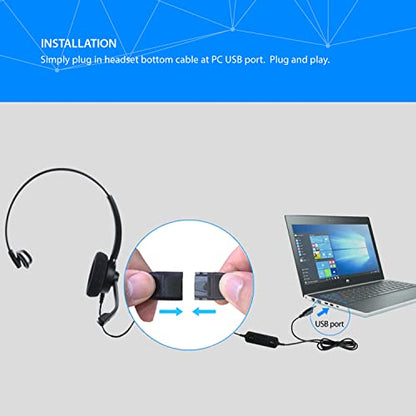 IPD IPH-160 USB Headset with Noise Cancelling Microphone for Office and Call cengter- Compatible with Skype, Microsoft Teams, Cisco Jabber, Avaya One-X and Other Soft Phones - color: Foam Cushion, style: Monaural