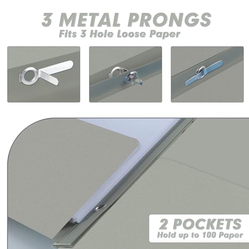 Two Pocket Folders, PANDRI 30 Pack Two Pocket Folders with Prongs, 3 Prong Folders Designed for Office and Classroom, Letter Size Grey - color: Grey