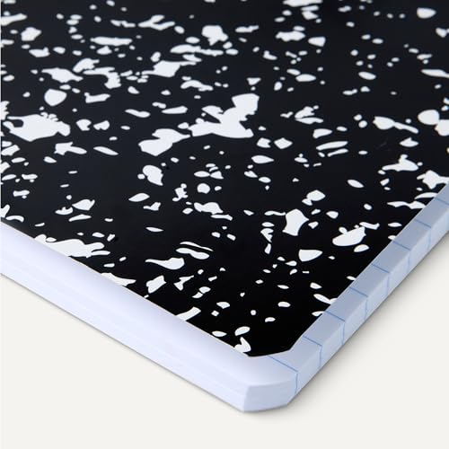Amazon Basics Composition Notebook, Wide Ruled, 100 Sheets, 9.75" x 7.5", Marble Black, Sturdy Cover with Conversion Charts, for School, Home, and Office Use, 4-Pack - color: Marble Black, size: Wide Ruled,4-pack