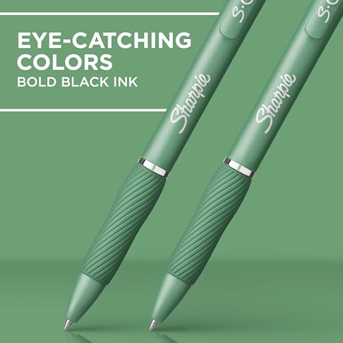 Sharpie S-Gel, Gel Pens, Medium Point (0.7mm), Forest Green Barrel, Black Ink, 12 Count - color: Forest Green
