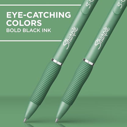 Sharpie S-Gel, Gel Pens, Medium Point (0.7mm), Forest Green Barrel, Black Ink, 12 Count - color: Forest Green