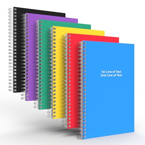 Custom Spiral Notebook Journals with Classic Colored Covers - 6 Pack of 5" x 8" – College Ruled, Hard Cover, 50 Sheets Per Book – For Journaling, Office, School Supplies, etc. - color: Classic Colors, size: 5" x 8"