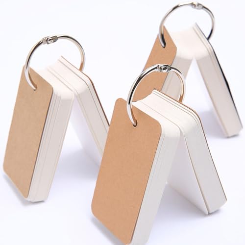 3pack Portable 100Sheets/book Memo Pad Blank Notepad Loose-Leaf Notebook with Binder Ring for Stationery Office Supply,4 * 7cm (Brown) - color: Brown