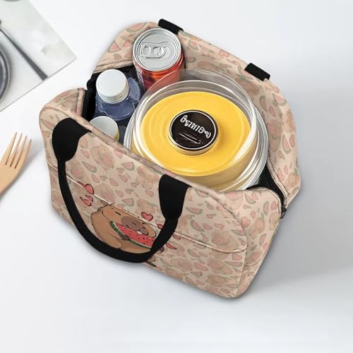Cute Capybara Lunch Box Kids Multifunctional Insulated Lunch Bag Lightweight Thermal Picnic Cool Bags for School Picnic Travel Hiking Camping - color: Cute Capybara Watermelon