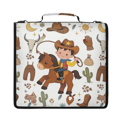 Cute Cowboy Wild West Zipper Binder 3 Ring, Multi-Pocket School & Office Personalized Binder Organizer, 800 Sheet Capacity, Compatible with 14-Inch Notebook, Back to School Gift - color: Option J