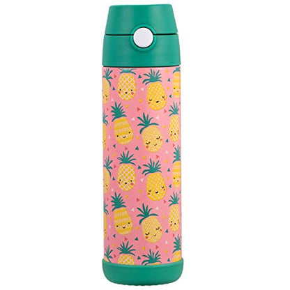 Snug Insulated Kids Water Bottle with Straw & Spout – Double-Wall Stainless Steel, Leakproof, Easy-Flip Lid – For School, Travel, Toddlers & Big Kids - Pineapple, 17oz - color: Pineapples, size: 16.9 Ounces