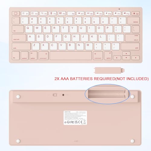 OMOTON Ultra-Slim Bluetooth Keyboard for iPad 11th/10th/9th/8th/7th, iPad Pro/Air/Mini and iPhone Series, Wireless iOS Keyboard with 12 Multimedia Keys for Office, Travel, School, Pink & Pearl White - color: Pink & Pearl White
