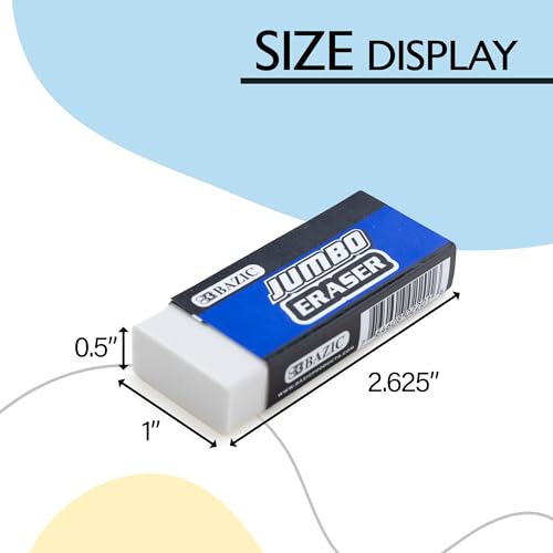 BAZIC Products Jumbo Block Erasers, Latex-Free, PVC-Free, 4 Count | latex-free and PVC-free, large jumbo block erasers, Clean erase, minimal crumbs, school, art, home - size: 1-Pack