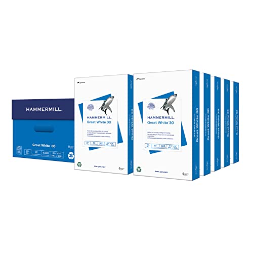 Hammermill Printer Paper, Great White 30% Recycled Paper, 8.5 x 14 - 10 Ream (5,000 Sheets) - 92 Bright, Made in the USA, 086704C - size: 10 Ream | 5000 Sheets, style: Legal (8.5x14)