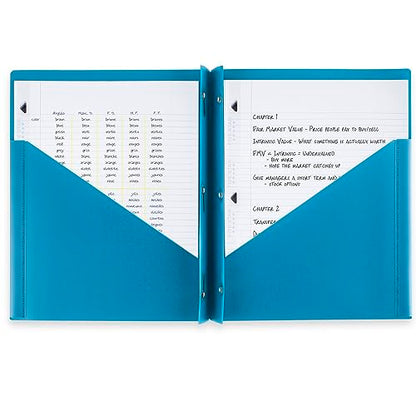 Five Star 2 Pocket Folders, 4 Pack, Plastic Folders with Prong Fasteners, Holds 11” x 8-1/2”, Tidewater Blue, White, Amethyst Purple, Harvest Yellow (38136) - color: Trend, size: 4 Pack