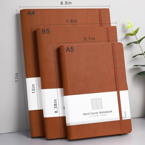 AHGXG College Ruled/Lined Notebook - 320 Numbered Pages B5 Lined Journal, 100gsm Thick Paper, Faux Leather Softcover, Inner Pocket, 7.6'' X 10''-Brown - color: Brown, size: B5