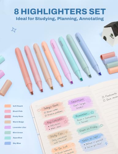SUNEE 35PCS Aesthetic Stationery Set with Cute Pencil Case, Pastel Highlighters, Black Gel Pens, Mechanical Pencils & Refills, College School Supplies for Students Girls Blue Checkered - color: Blue Checkered, style: 35 Pack