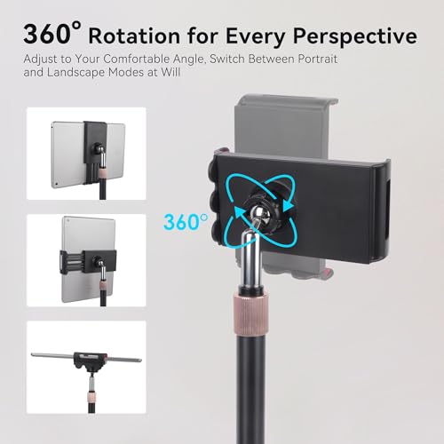 Tablet Stand Holder, Height Adjustable Portable Monitor Stand, 360 Degree Rotating, Aluminum Alloy Cradle Mount Dock for 4.7"-15.6" Screen iPhone Samsung, iPad, Kindle, eBook Reader (932001A) (Black)