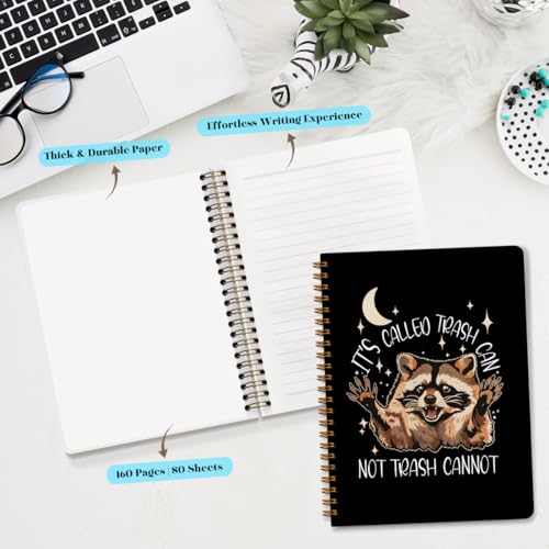 NISTOMISU Funny Raccoon Notebook, Whimsical Celestial Raccoon Journal, Funny Office Supplies, It's Called Trash Can Not Trash Cannot Animal Hardcover Spiral Notebooks, Lined Paper, 5.8x8.3 Inch - color: Raccoon Humor