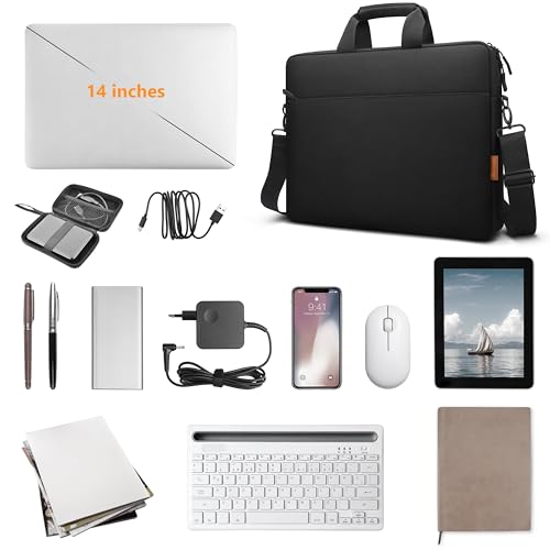 ZYB Waterproof Laptop Bag 14 Inch,Laptop Case 14 Inch Sleeve with Shoulder Strap,Notebook Briefcase for 14" Laptop Lenovo HP Acer ASUS DELL, Mac Air/Pro 15 etc 14in Laptop Bag Carrying Case Men-Black - size: 14 Inch