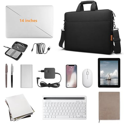 ZYB Waterproof Laptop Bag 14 Inch,Laptop Case 14 Inch Sleeve with Shoulder Strap,Notebook Briefcase for 14" Laptop Lenovo HP Acer ASUS DELL, Mac Air/Pro 15 etc 14in Laptop Bag Carrying Case Men-Black - size: 14 Inch