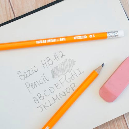 BAZIC #2 Premium Yellow Pencil (12/Pack) (Case of 24) | eraser tops, classroom, tests, homework, standardized exams, daily writing - size: 12 Count (Pack of 24)