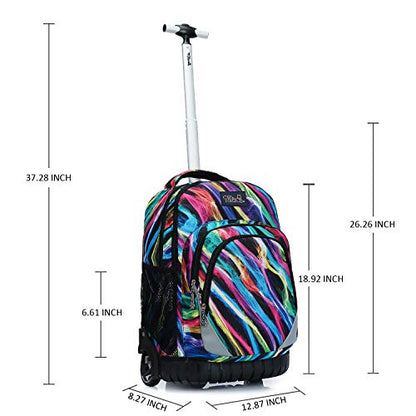 Tilami Rolling Backpack 19 inch Wheeled LAPTOP Boys Girls Travel School Student Trip, colours - color: Colours Multicolor