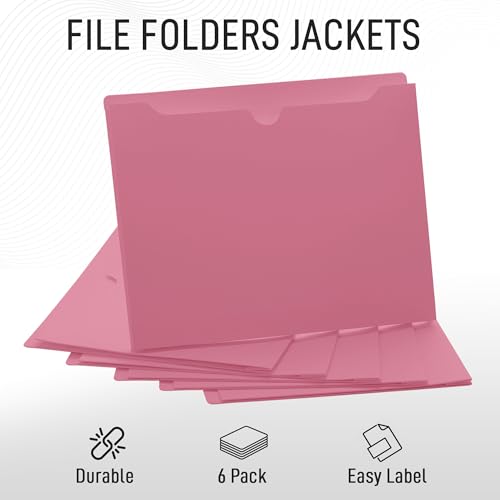 Pink File Jackets, 2 Inch Expansion, Letter Size, Reinforced Straight-Cut Tab, 6 Pack - color: Pink, style: 2 Inch Expansion