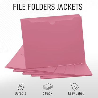 Pink File Jackets, 2 Inch Expansion, Letter Size, Reinforced Straight-Cut Tab, 6 Pack - color: Pink, style: 2 Inch Expansion