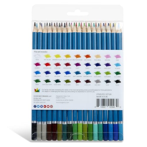 KINGART 36 Count Watercolor Pencils, Vibrant Pigments for Blending, Drawing & Painting, Pre-Sharpened, Water Soluble Pencils