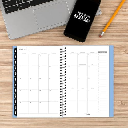 Five Star Planner 2026-2027 Weekly & Monthly Academic 12-Month July-June Advance Student Planner + Study App, 5-1/2" x 8-1/2", Blue (CAW45920) - color: Blue, size: Half Letter (5.5 x 8.5 inches), style: 2026-2027