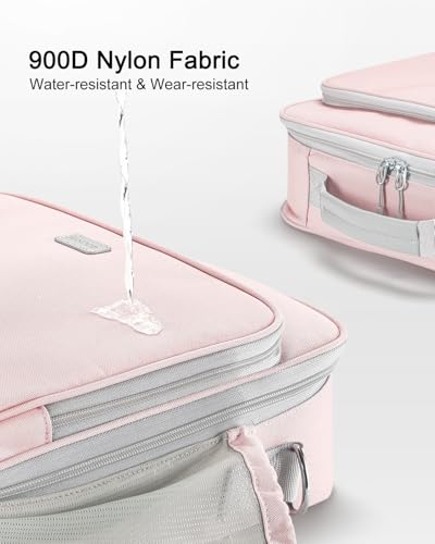 3 Inch 3-Ring Zipper Binder with Water Bottle Holder and Handle | D-Ring Zip Up Binder with Shoulder Strap, 700 Sheet Capacity, Compatible with 13" MacBook/Tablet, for School, Office, Pink - color: Pink