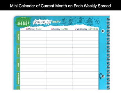 Dated Elementary Student Planner 2025-2026 Academic School Year, Large (8.5" by 11") Matrix Style Datebook with Create Cover