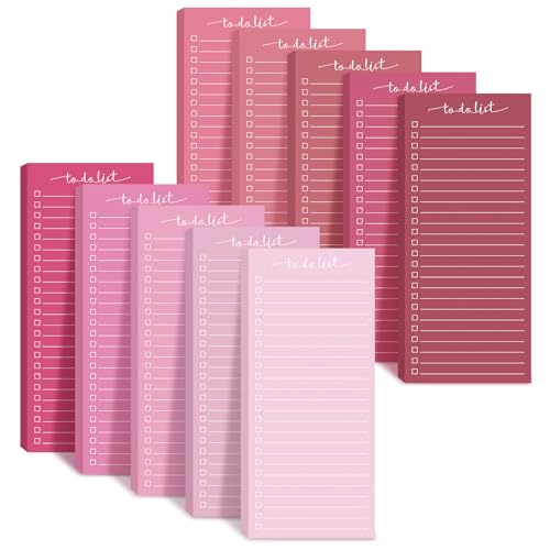 Censen 10 Pack 500 Sheets to Do List Notes Daily Checklist Notepad with 50 Sheets Undated Memo Pad Color Block Shopping List Weekly Plan Notepad Organizer Planners(Gradient Pink,Lined) - color: Gradient pink, style: Lined