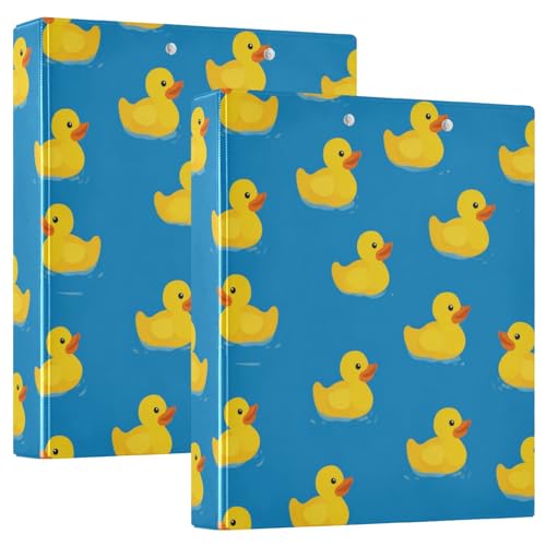 Yellow Rubber Ducks Blue Round Ring Binders 1.5 Inch 3 Ring Binder with Clipboard Holds 200 Sheets Office Home School - color: Multicolored 11