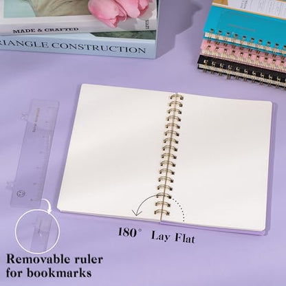 Dot Grid Spiral Notebook A5 Spiral Bullet Dotted Journal 160 Pages Thick Dot Paper Notebooks Plastic Hardcover Spiral Notebook 5x7 Wire Bound Notebooks for Note Taking School Office Supplies,Purple - color: Purple, style: B - Dotted - A5