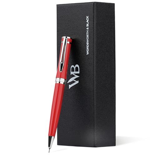 Wordsworth and Black Mechanical Pencil Graphite Lead- Stunning Luxury Metal Pencil, Red Chrome Finish, 0.7mm Led, Best Gift Set for Men & Women, Professional Executive Office Pencils - color: Red Chrome
