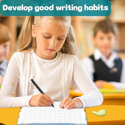 chiazllta 2 Pack Cursive Grooved Handwriting Workbooks Magic Grooved Cursive Reusable Writing Practice Copy Books with Disappearing Ink Pens for Beginners Learning Activities Supplies (Letters&Number) - style: Letters&Number