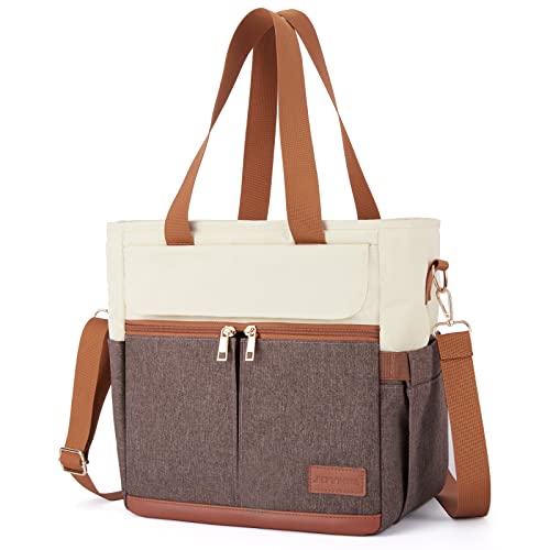 JOYHILL Lunch Bag for Man, Lunch Tote for Woman, Leakproof Insulated Lunch Box with Shoulder Strap, Adult Reusable Lunch Cooler Tote Bags for Work PicnicCamping Beach (B-BROWN) - color: B-BROWN