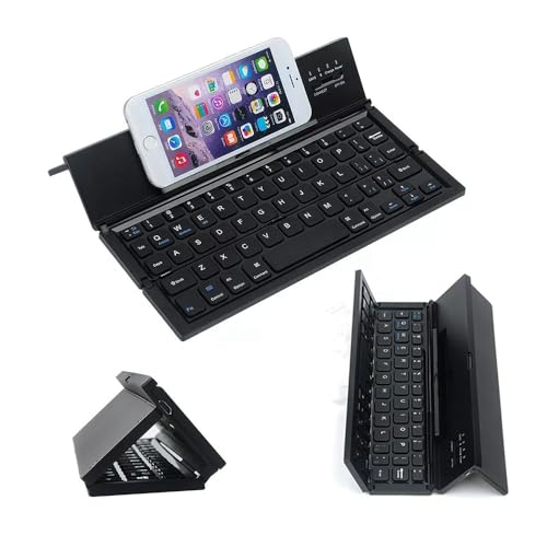 Mini Travel Wireless Keyboard Compatible with Samsung Galaxy A54/A42/A35/A23/A16/A15 5G UW Built-in Phone Holder/Stand-Ultra Slim Folding Rechargeable Full Size Keyboard!