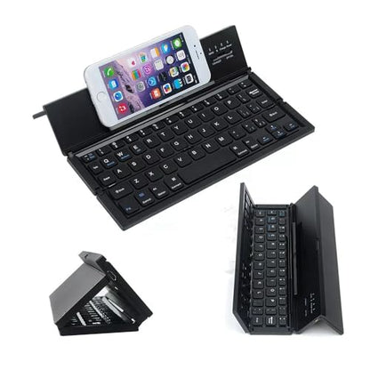 Mini Travel Wireless Keyboard Compatible with Samsung Galaxy A54/A42/A35/A23/A16/A15 5G UW Built-in Phone Holder/Stand-Ultra Slim Folding Rechargeable Full Size Keyboard!