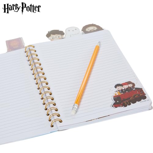 Harry Potter Hogwarts Tab Journal Notebook, Spiral Bound, 96 Lined Pages, 8 x 7 inches, Blue - style: Harry Potter