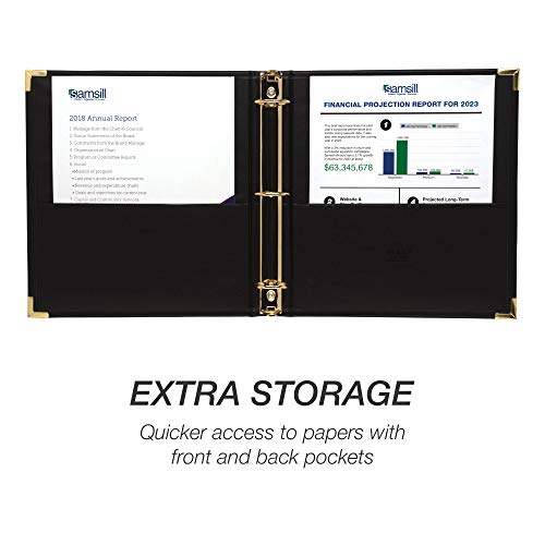 Samsill Classic Collection Leather 3 Ring Binder, Executive Presentation Portfolio, 1.5 Inch (Holds 325 Sheets), Brass Round Ring, Black - color: Black, size: 1.5 Inch, style: Classic