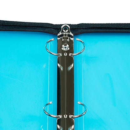 JAM PAPER Plastic Zipper 1 inch Binder - Blue 3 Ring Binder - Sold Individually - color: Blue
