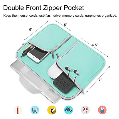 HESTECH Chromebook Case 13.3"-14inch Laptop Case Neoprene Sleeve with Handle Zipper Pocket for MacBook Pro/Air Acer ASUS Lenovo HP Dell Samsung Microsoft, Mint Green - size: 13"-13.3-13.5 Inch