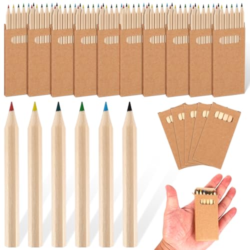 Faccito 10 Packs Mini Colored Pencils Bulk for Kids 3.5 Inch Small Coloring Drawing Pencil in Boxes 6 Different Color for Easter Gift Painting Birthday Party Favor Classroom School Supplies