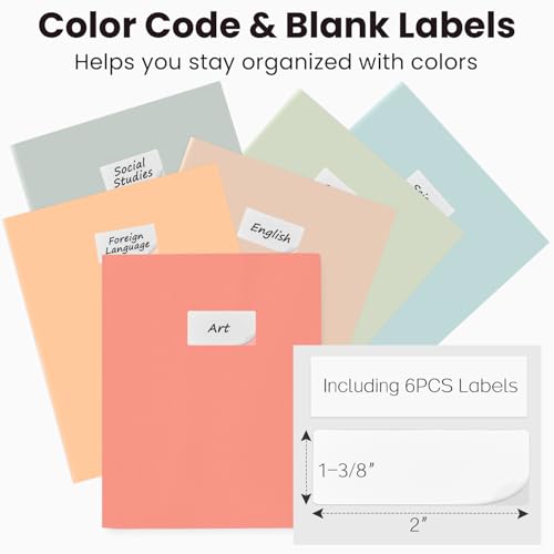 Sooez 6Pack Folders with Pockets, Pastels Colors, Heavy Duty Pocket Folder, Plastic Folders with Pockets, 2-Pocket Folder Bulk, Aesthetic File Folder, Back to School Office Filing Supplies - color: Ligth Retro Colors