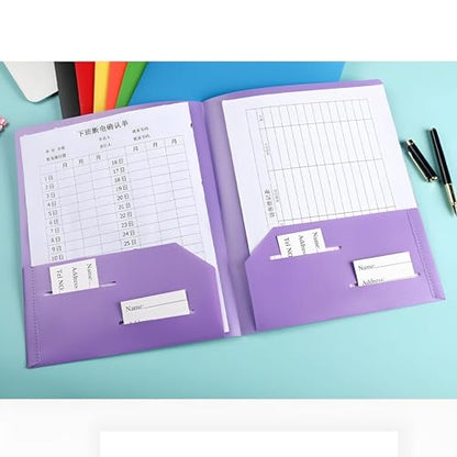 3 Pcs Plastic Folders with Pockets No Prongs, Letter Size Paper Folder Set | Waterproof scratch resistant matrix, Dual interior protective flaps, Easily wiped clean