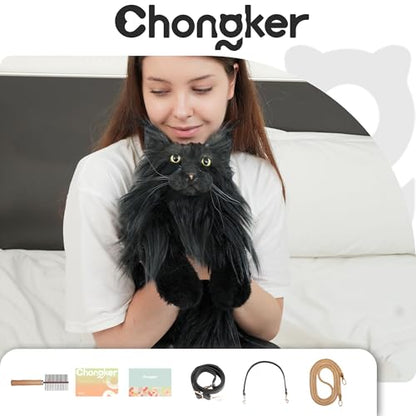 Chongker Realistic Cat Backpack, Handmade Plush Stuffed Animal Bag | Cat Purse Design With Adjustable Straps For Backpack, Shoulder And Crossbody Use. Companion Bag For School Travel And Gifts. - style: Mainecoon