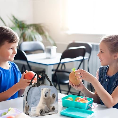 Baby Polar Bear Lunch Box - Insulated Lunch Bags for Kids Boys Girls Reusable Lunch Tote Bags, Perfect for School/Camping/Hiking/Picnic/Beach/Travel - color: Baby Polar Bear