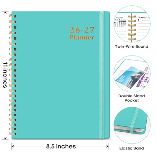 Planner 2026-2027, 8.5" x 11" Weekly and Monthly Academic Year Planner Calendar, July 2026 - June 2027, Hardcover Large School Planning Agenda With Tabs, Perfect for School & Office Supplies, A4, Aquamarine - color: E-Aquamarine, size: A4(8.5"x11")