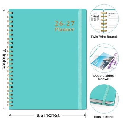 Planner 2026-2027, 8.5" x 11" Weekly and Monthly Academic Year Planner Calendar, July 2026 - June 2027, Hardcover Large School Planning Agenda With Tabs, Perfect for School & Office Supplies, A4, Aquamarine - color: E-Aquamarine, size: A4(8.5"x11")