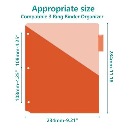 Akuoly 24 Count Pocket Divider for 3 Ring Binders Organizers, Two Pockets per Each Binder Divider, Plastic Tab Dividers, Bright Colors, for School Teachers Office Without Hole-Punching
