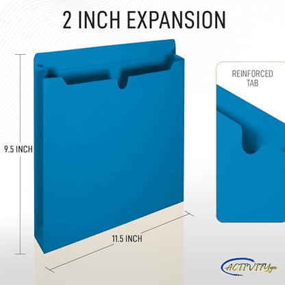 Blue File Jackets, 2 Inch Expansion, Letter Size, Reinforced Straight-Cut Tab, 6 Pack - color: Blue, style: 2 Inch Expansion
