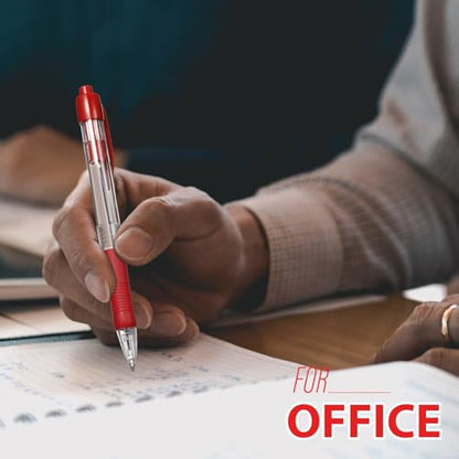 Fainne 200 Pack Retractable Ballpoint Pen 1.0 mm Medium Point Refillable Smooth Click Writing Pens With Grip for Work Journal Writing Office School Supplies (Red Ink) - color: Red Ink